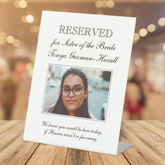 Zuster van de Bride Photo Memorial Seat Wedding Pe Reclamebord Met Voetstuk