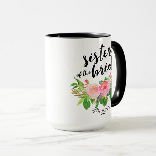 Zuster van de Bride Waterverf Floral Mok (Voorkant rechts)