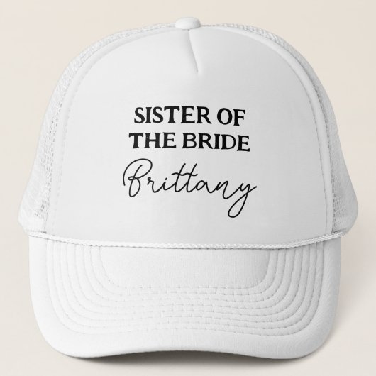 Zuster Van De Bruid Bachelorette Zwart En Wit Trucker Pet (Voorkant)