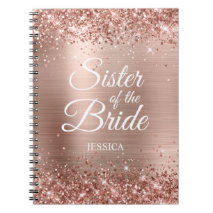 Zuster van de bruid Glitterige Roze Gouden Folie Notitieboek
