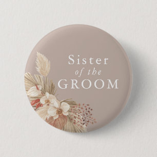 Zuster van de bruidegom Boho Pampasgras knoop Ronde Button 5,7 Cm