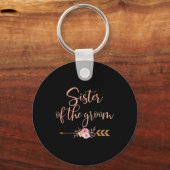 Zuster van de bruidegom Bruidsmeisjesfeest cadeau Sleutelhanger (Voorkant)