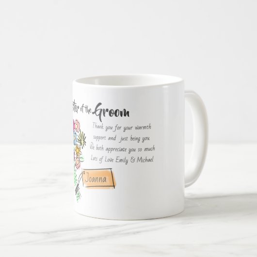 Zuster van de bruidegom gepersonaliseerd dank u Be Koffiemok (Voorkant rechts)