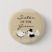 Zuster van de Groom Birds Wedding Button (Voorkant)