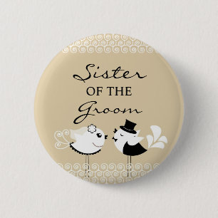 Zuster van de Groom Birds Wedding Button