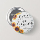 Zuster van de Groom | Zonnebloemen bruiloft Ronde Button 5,7 Cm (Voorkant /achterkant)
