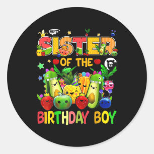 Zuster van de Verjaardag Jongen Familie Fruit Verj Ronde Sticker