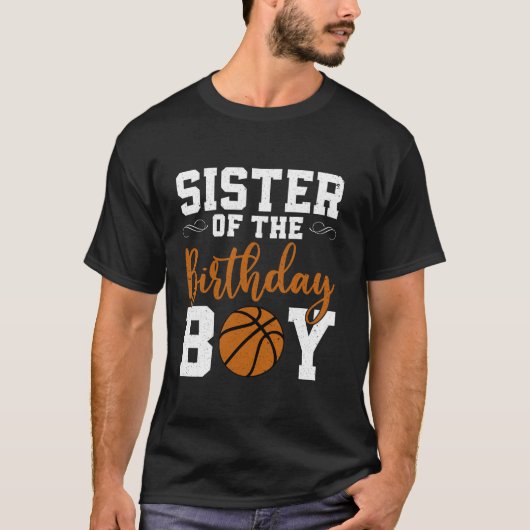 Zuster van de verjaardag jongen matchen basketbal  t-shirt (Voorkant)