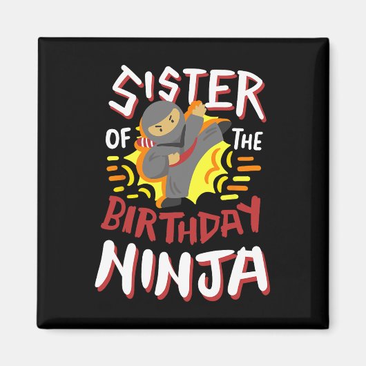 Zuster van de verjaardag Ninja Karate Kinder Bday Magneet (Voorkant)