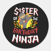 Zuster van de verjaardag Ninja Karate Kinder Bday  Ronde Sticker (Voorkant)