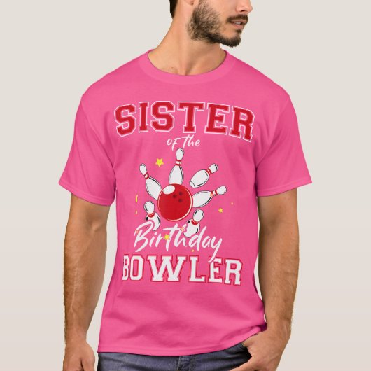 Zuster van de verjaardagsBowler Bday Bowling Party T-shirt (Voorkant)