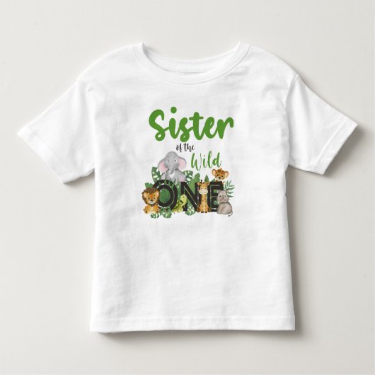 Zuster van de Wild One Oerwoud Safari Birthday Kinder Shirts (Voorkant)