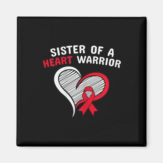 Zuster van een Heart Warrior CHD Disease Awareness Magneet (Voorkant)