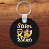 Zuster van een Strijder Kinderkanker Bewustzijn Br Sleutelhanger (Voorkant)