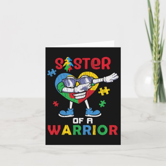 Zuster van een Warrior Autistic Kinder Autism Awar Kaart (Voorkant)