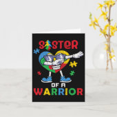 Zuster van een Warrior Autistic Kinder Autism Awar Kaart (Gele Bloem)
