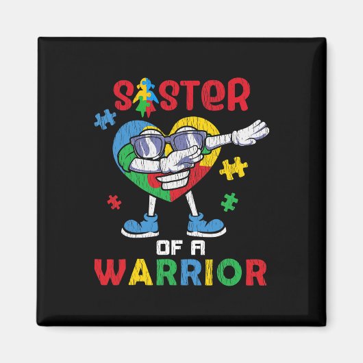 Zuster van een Warrior Autistic Kinder Autism Awar Magneet (Voorkant)