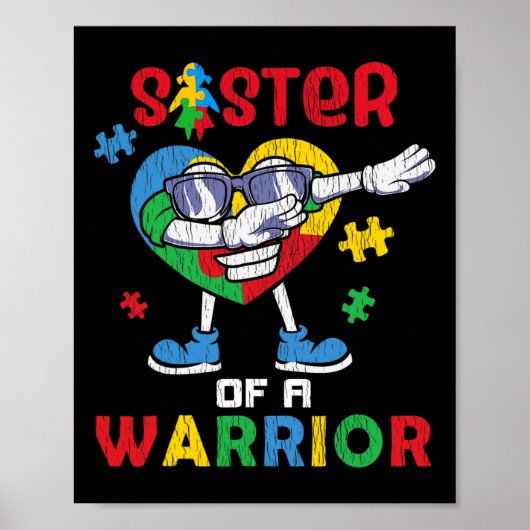 Zuster van een Warrior Autistic Kinder Autism Awar Poster (Voorkant)