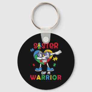 Zuster van een Warrior Autistic Kinder Autism Awar Sleutelhanger