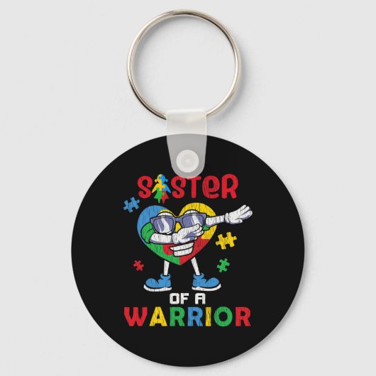 Zuster van een Warrior Autistic Kinder Autism Awar Sleutelhanger (Voorkant)