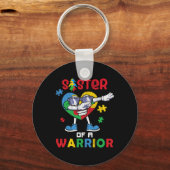 Zuster van een Warrior Autistic Kinder Autism Awar Sleutelhanger (Voorkant)