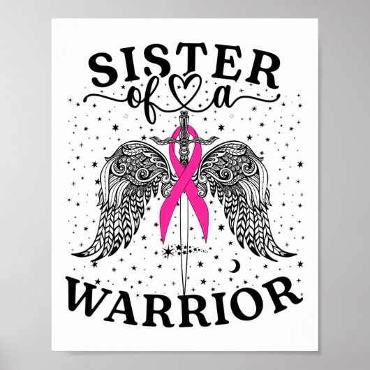 Zuster van een Warrior Breast Cancer Awareness Sup Poster (Voorkant)