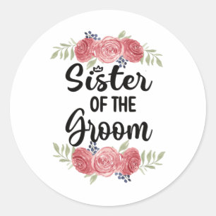 Zuster van Groom Wedding Party Groom Shower Sis Ronde Sticker