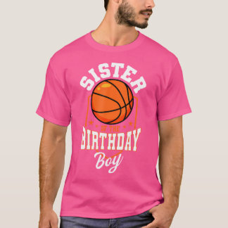 Zuster van het Birthday Boy Basketball Theme Bday  T-shirt