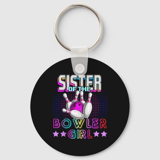 Zuster van het Bowler-meisje dat familie Bowling a Sleutelhanger (Voorkant)