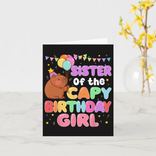 Zuster van het Capy Verjaardagsmeisje Capybara Fam Kaart (Gele Bloem)