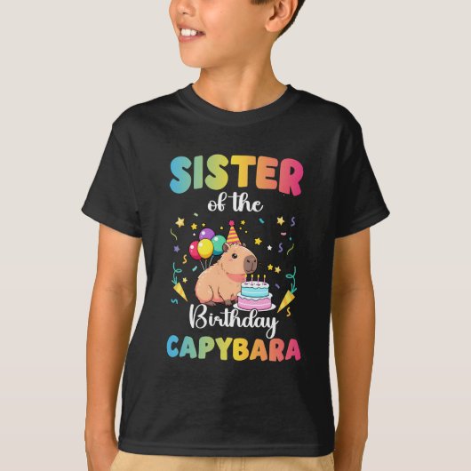 Zuster van het verjaardagsmeisje Capybara Bday Par T-shirt (Voorkant)