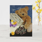 Zuster Verjaardag Kaart met leuke Beren dozen port (Gele Bloem)