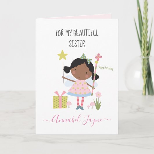 Zuster verjaardagsfeest roze roodroze kaart (Voorkant)