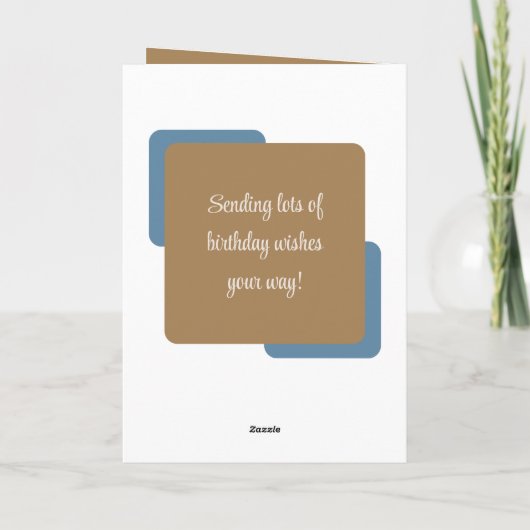 Zuster voegt naam toe: blauwe bruine verjaardag kaart (Achterkant)