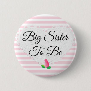 Zuster voor Rosebud Roze Baby shower Button