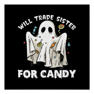 zuster voor snoep verruilen schattig halloween spo perfect poster