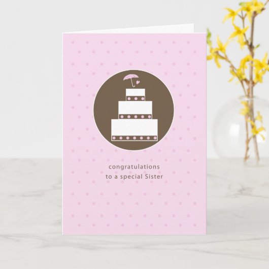 Zuster, Vrijgezellenfeest Cake gefeliciteerd Kaart (Gele Bloem)