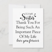 Zuster waardering Dank u voor uw aanwezigheid in m Bedankkaart (Voorkant)