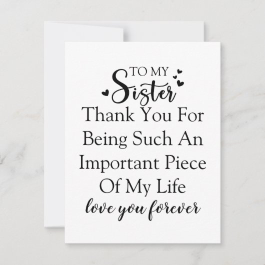 Zuster waardering Dank u voor uw aanwezigheid in m Bedankkaart (Voorkant)