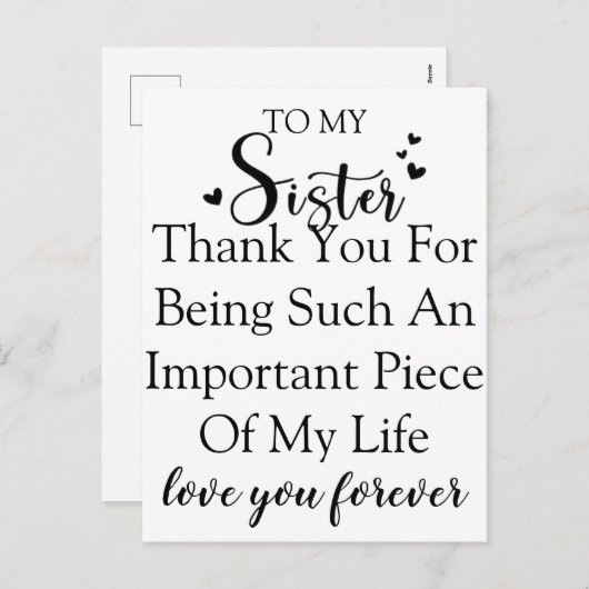 Zuster waardering Dank u voor uw aanwezigheid in m Feestdagenkaart (Voorkant / Achterkant)