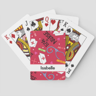 Zuster Whimsy Medical Art Red Name (Persoonlijk) Pokerkaarten