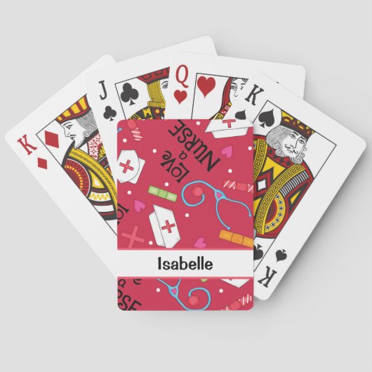 Zuster Whimsy Medical Art Red Name (Persoonlijk) Pokerkaarten (Achterkant)