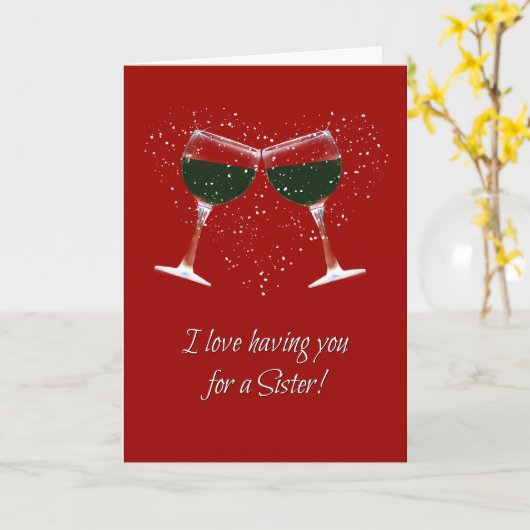 Zuster Wine Happy Valentine Day Kaart (Gele Bloem)