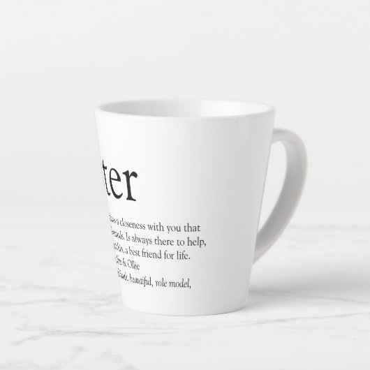 Zuster World's Best Ever Definition Modern Fun Latte Mok (Rechterhoek)