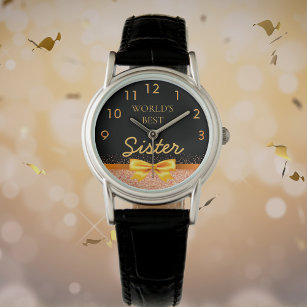 Zuster World's beste zwarte roos gouden boog Horloge