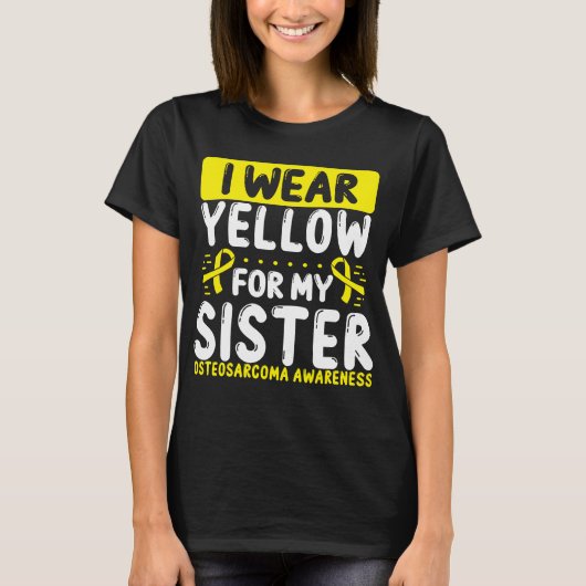Zuster Yellow Ribbon Twin Bone Cancer Awareness T-shirt (Voorkant)