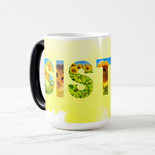 Zuster Zonnebloem Magische Mok (Voorkant links)