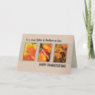 Zuster & zwager, Thanksgiving drie bladeren Feestdagen Kaart