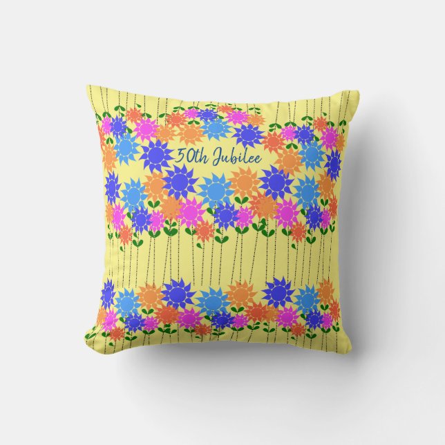 Zusters 50e jubileum bloemenhanddoek kussen (Voorkant)