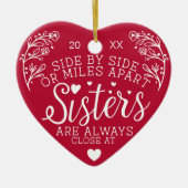 Zusters aangesloten op Hart Photo Keepomwille Red Keramisch Ornament (Voorkant)